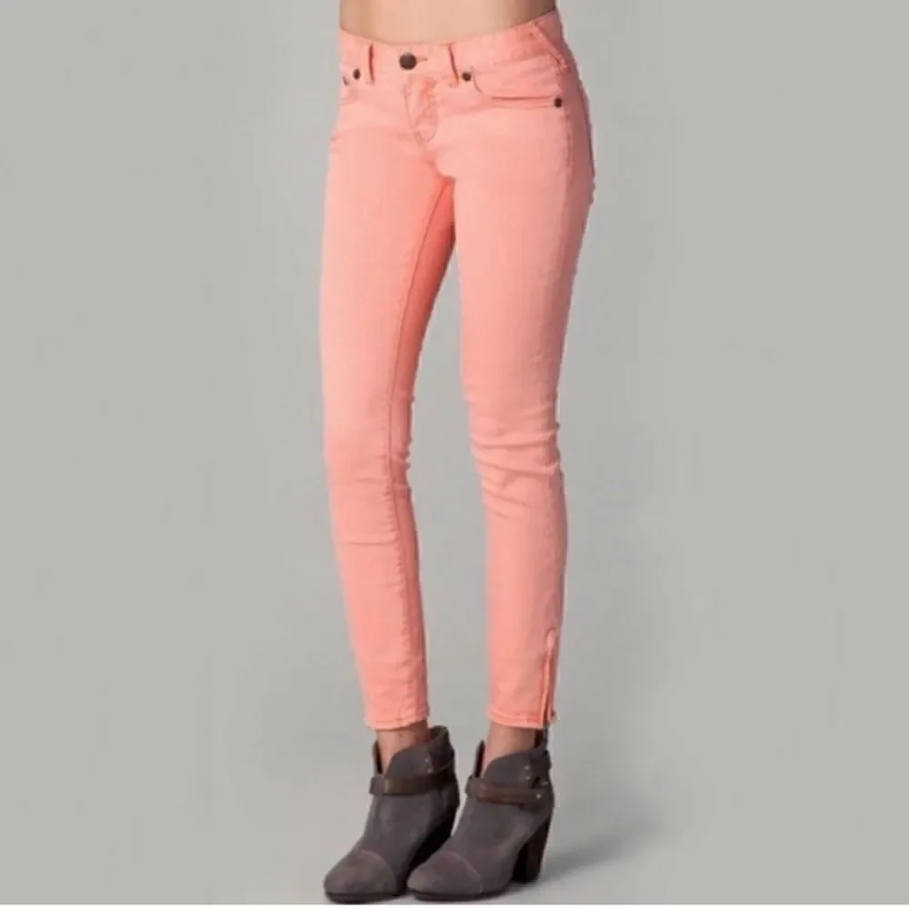 FREE PEOPLE Orange Ankle Zip Skinny Jean